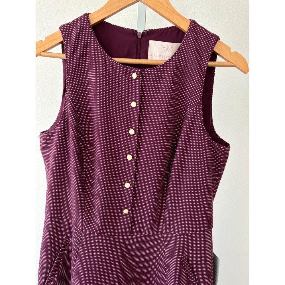 Classic Gal Meets Glam Dress Size 10 Burgundy Micro Dot Fit & Flare Pockets NWT - Picture 8 of 10